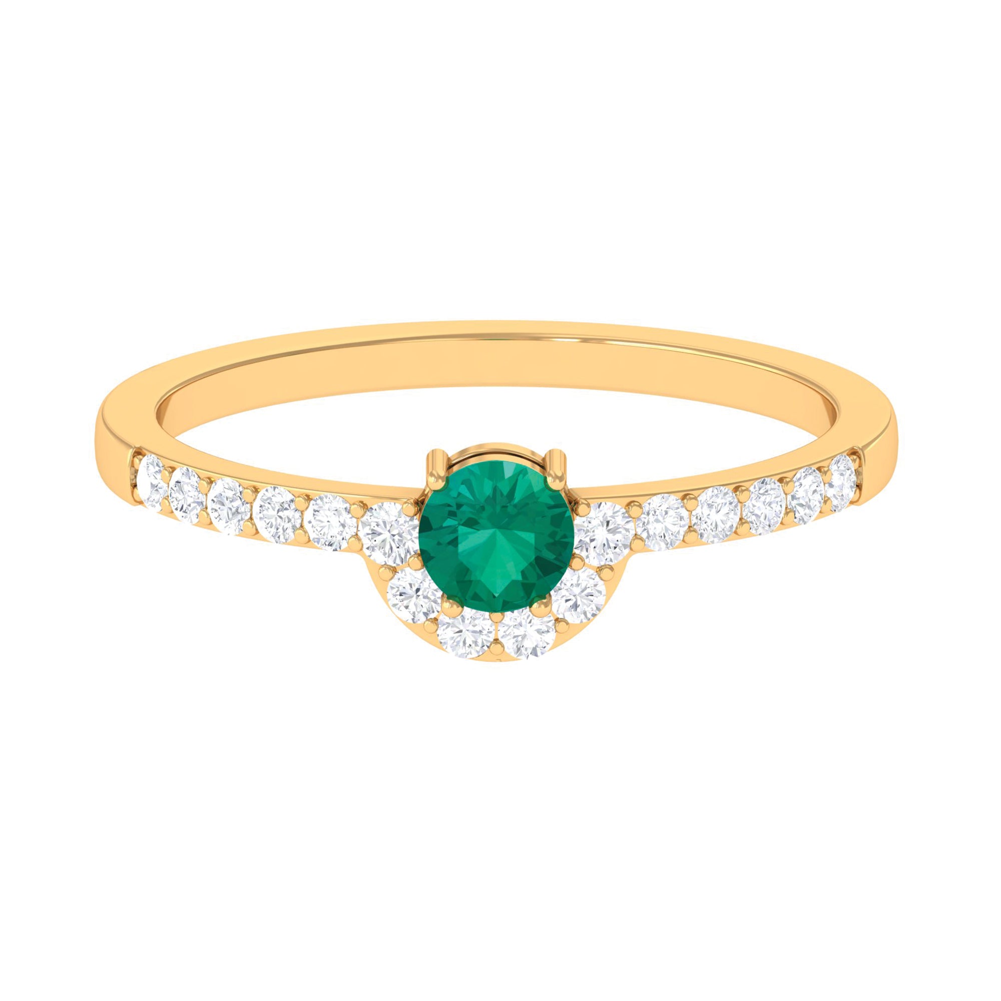 3/4 CT Natural Green Emerald and Diamond Promise Ring Emerald - ( AAA ) - Quality - Rosec Jewels