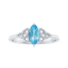 Marquise Cut Swiss Blue Topaz Solitaire Celtic Ring with Diamond Swiss Blue Topaz - ( AAA ) - Quality - Rosec Jewels