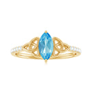 Marquise Cut Swiss Blue Topaz Solitaire Celtic Ring with Diamond Swiss Blue Topaz - ( AAA ) - Quality - Rosec Jewels