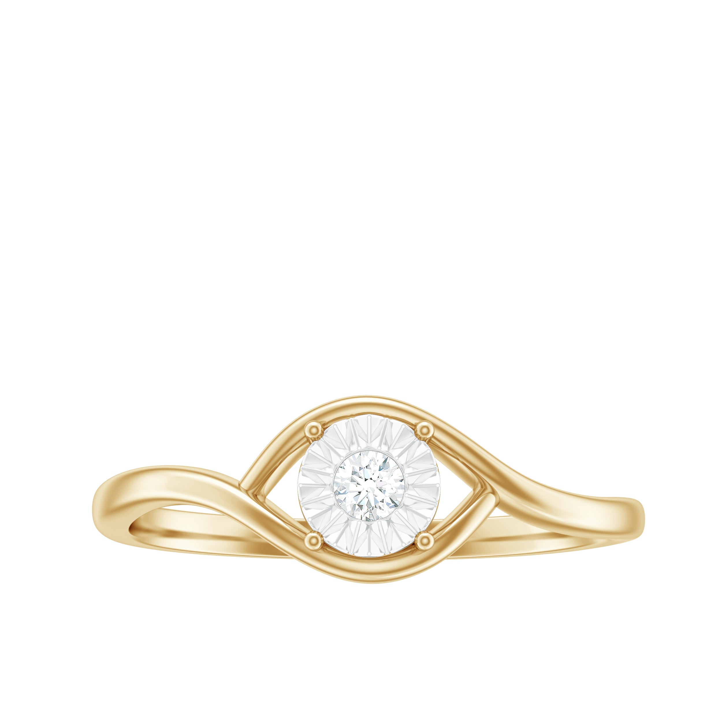 Illusion Set Round Cut Diamond Promise Ring in Gold Diamond - ( HI-SI ) - Color and Clarity - Rosec Jewels