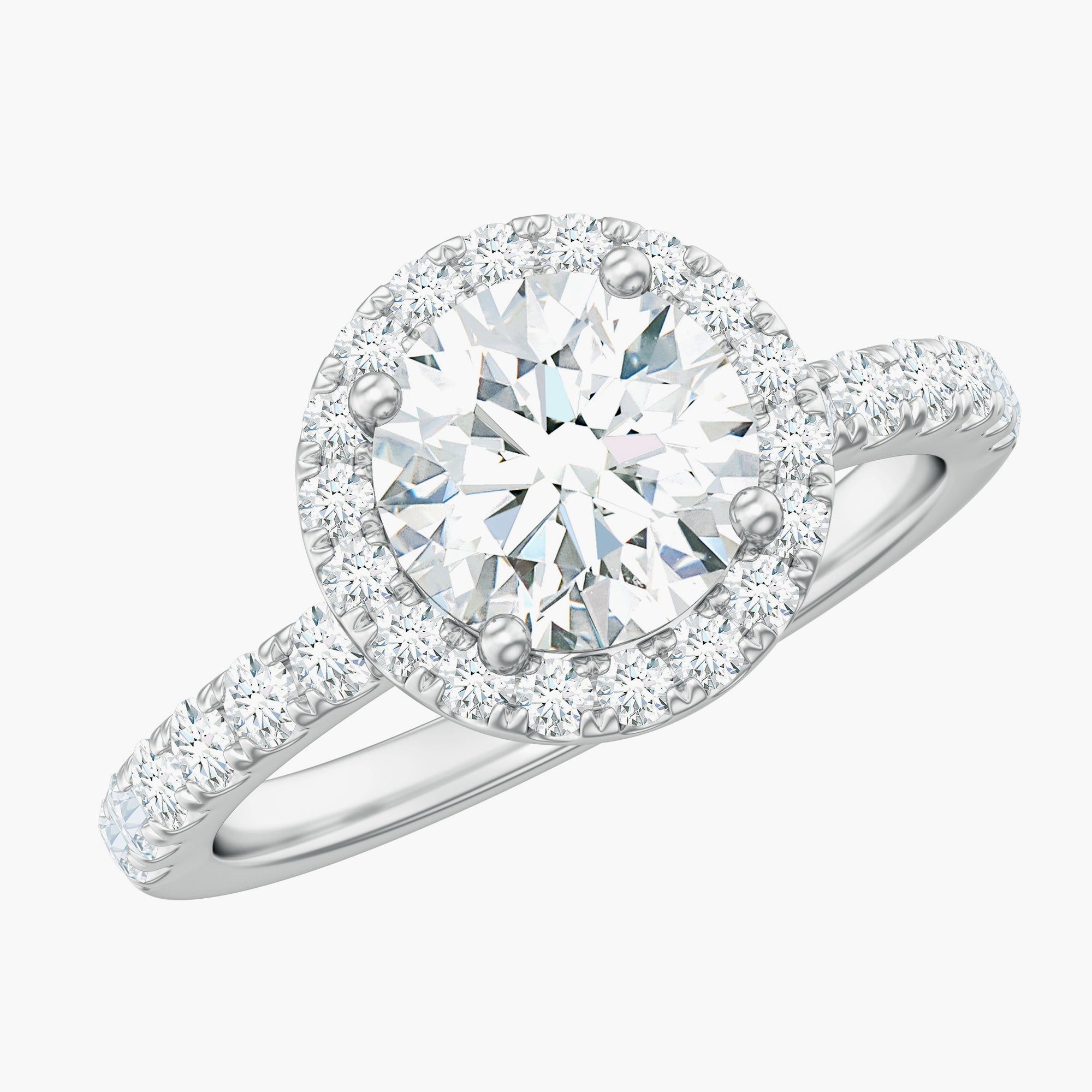 2.75 CT Classic Moissanite Halo Engagement Ring Moissanite - ( D-VS1 ) - Color and Clarity - Rosec Jewels