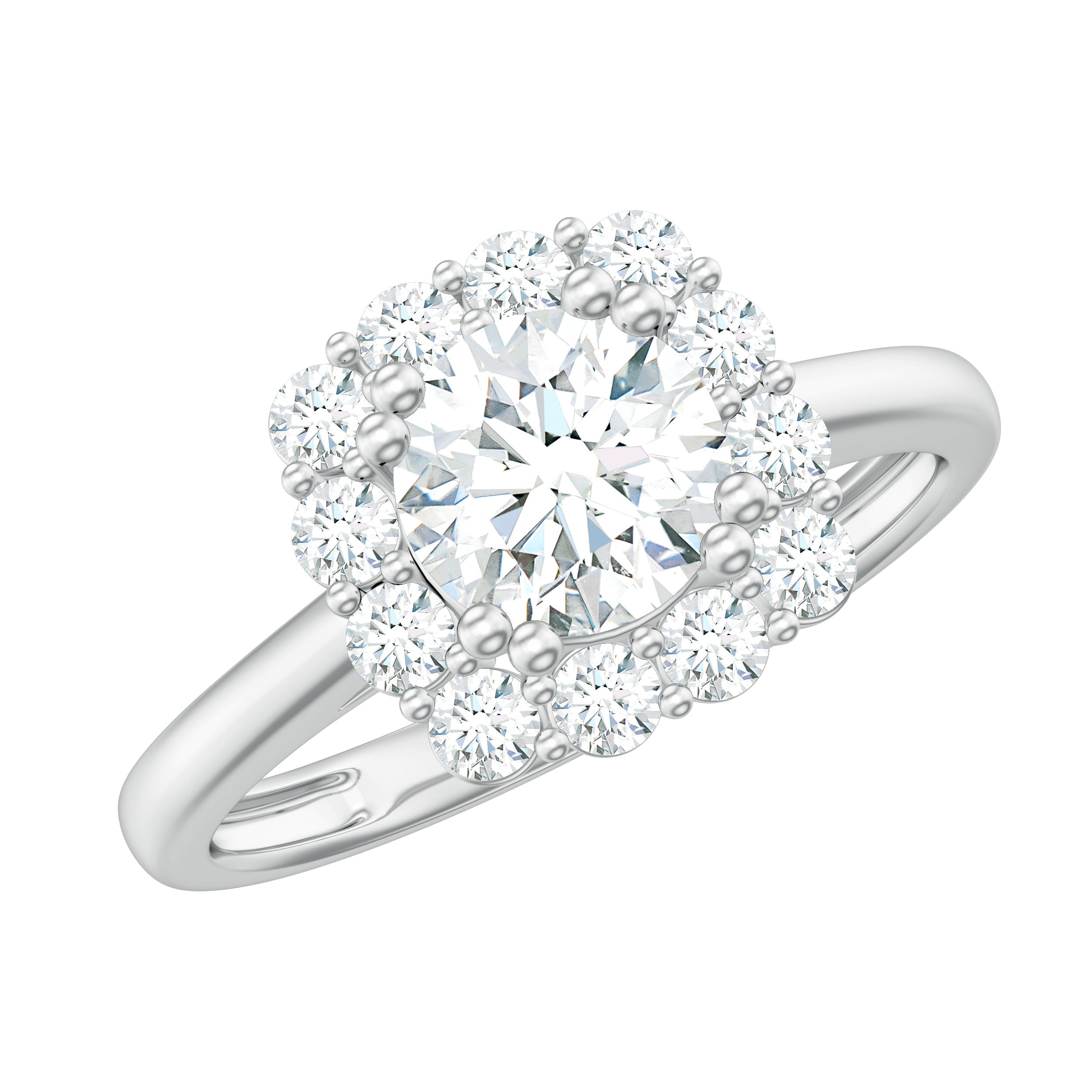 2.25 CT Classic Moissanite Halo Engagement Ring in Double Prong Setting Moissanite - ( D-VS1 ) - Color and Clarity - Rosec Jewels