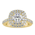 2.75 CT Cubic Zirconia Double Halo Engagement Ring in Gold Zircon - ( AAAA ) - Quality - Rosec Jewels