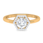 1.25 CT Certified Moissanite Hexagon Halo Engagement Ring Moissanite - ( D-VS1 ) - Color and Clarity - Rosec Jewels