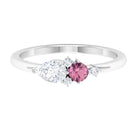 Pink Tourmaline and Moissanite Cluster Promise Ring Pink Tourmaline - ( AAA ) - Quality - Rosec Jewels