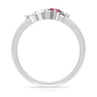 Pink Tourmaline and Moissanite Cluster Promise Ring Pink Tourmaline - ( AAA ) - Quality - Rosec Jewels