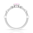 6 Prong Set Solitaire Rose Quartz Ring with Spaced Diamond Rose Quartz - ( AAA ) - Quality - Rosec Jewels