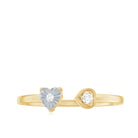 Round Shape Natural Diamond Heart Cuff Ring in Gold Diamond - ( HI-SI ) - Color and Clarity - Rosec Jewels