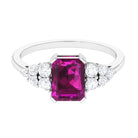 3 CT Designer Rhodolite Engagement Ring with Diamond Rhodolite - ( AAA ) - Quality - Rosec Jewels