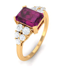 3 CT Designer Rhodolite Engagement Ring with Diamond Rhodolite - ( AAA ) - Quality - Rosec Jewels