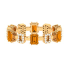 1.25 CT Emerald Cut Citrine Eternity Ring with Diamond Stones Citrine - ( AAA ) - Quality - Rosec Jewels