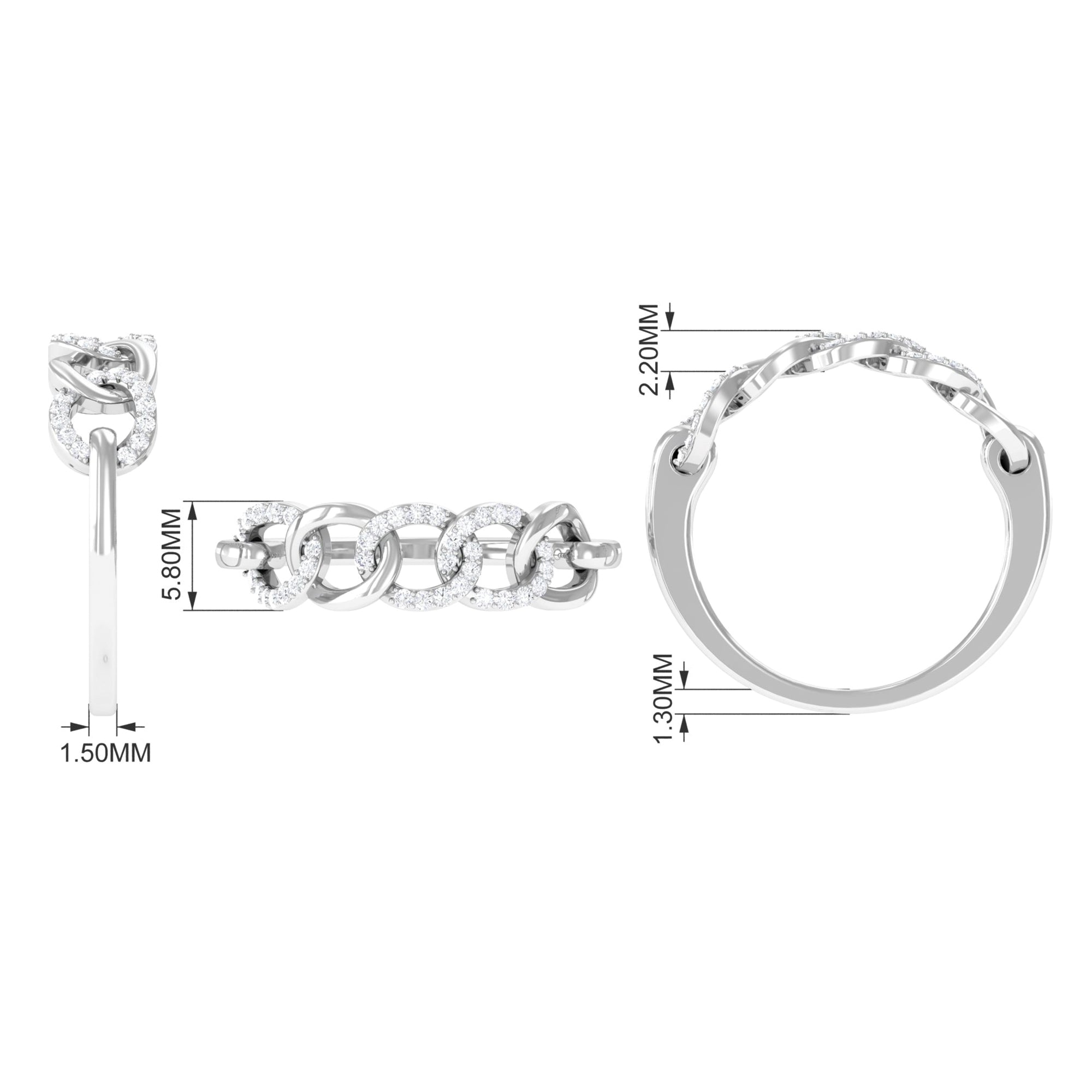 1/4 CT Interlock Diamond Contemporary Band Ring Diamond - ( HI-SI ) - Color and Clarity - Rosec Jewels