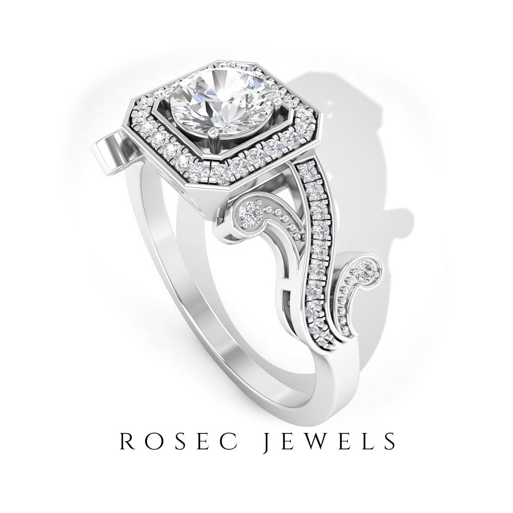 0.75 CT Zircon Engagement Ring Zircon - ( AAAA ) - Quality - Rosec Jewels