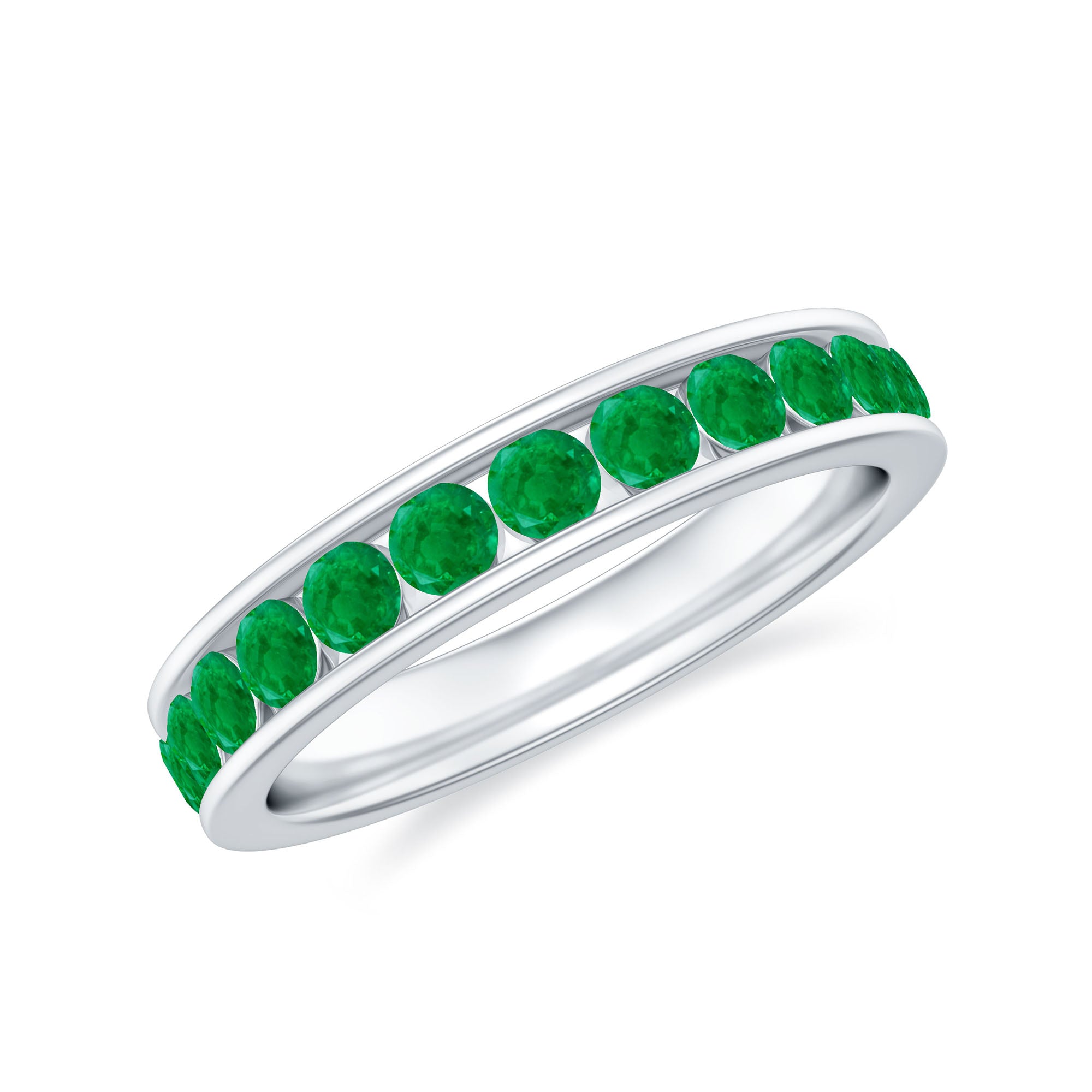 1.5 CT Trellis Set Emerald Eternity Ring Emerald - ( AAA ) - Quality - Rosec Jewels