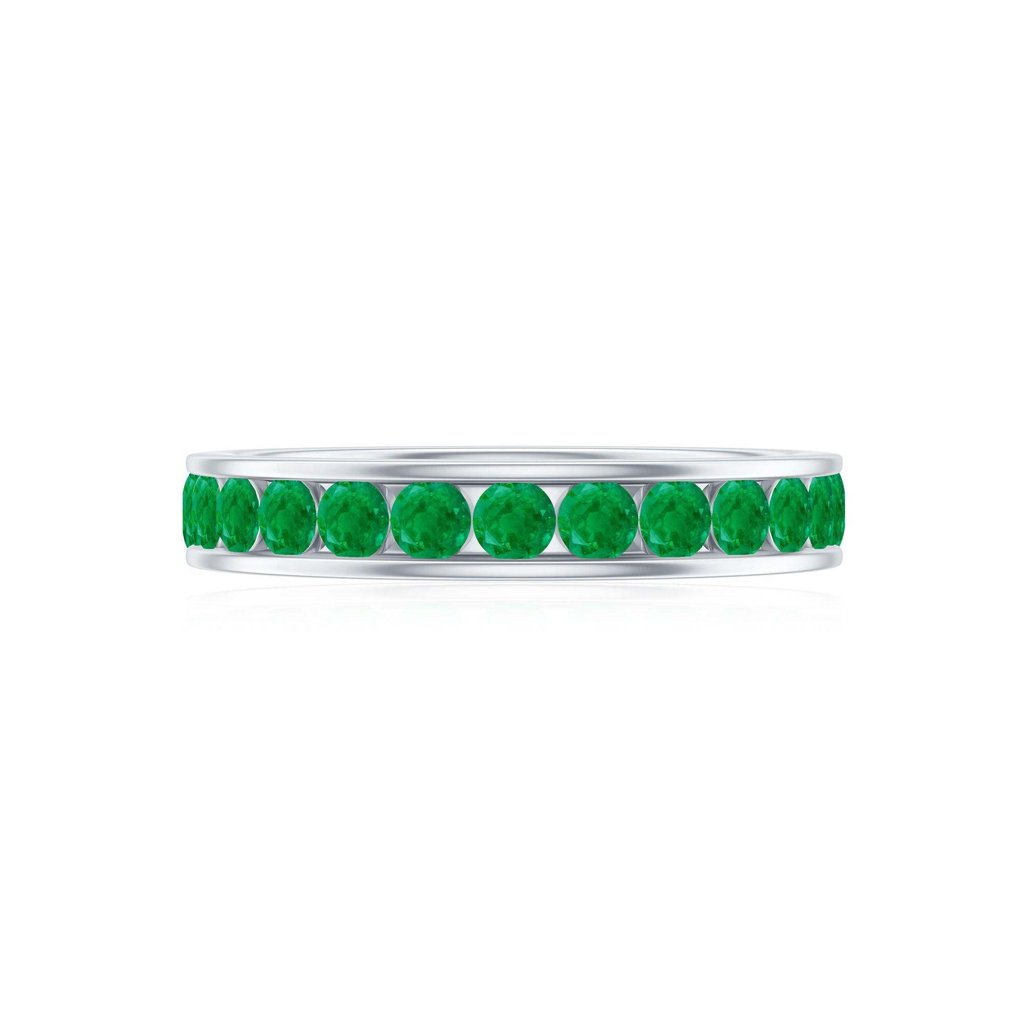 1.5 CT Trellis Set Emerald Eternity Ring Emerald - ( AAA ) - Quality - Rosec Jewels