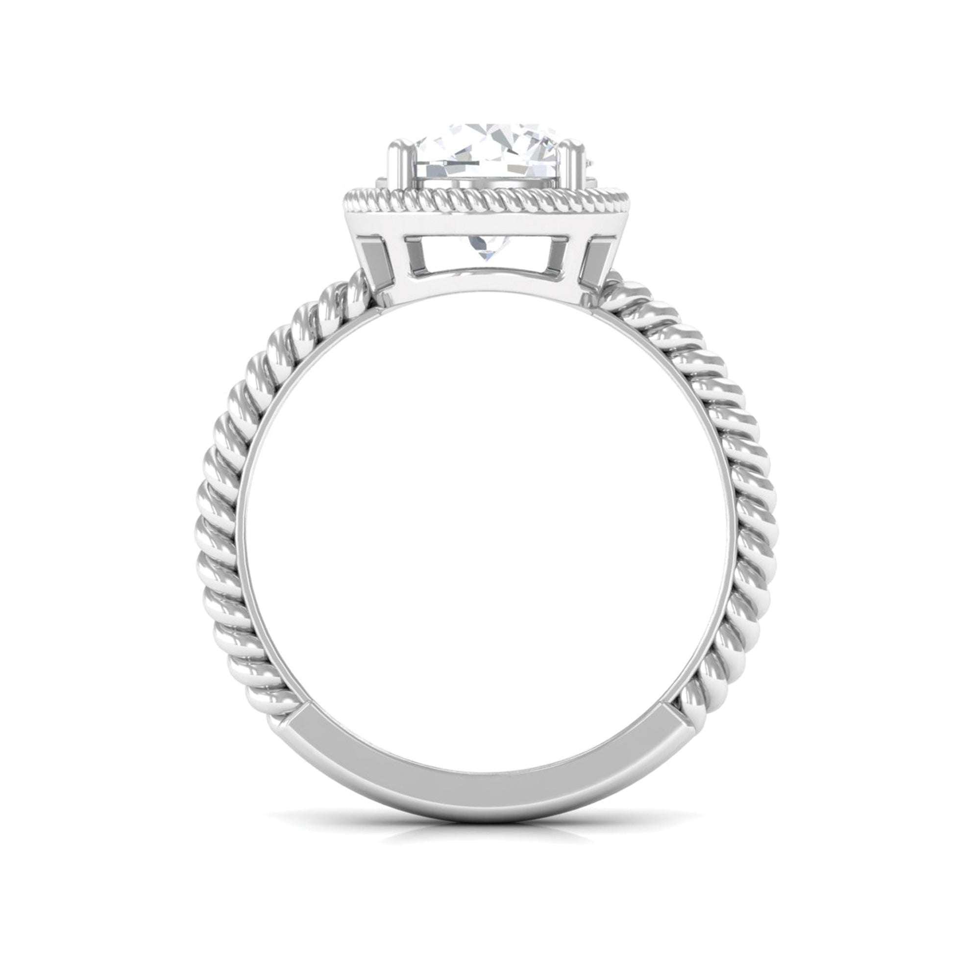 8 MM Round Moissanite Solitaire Ring in Prong Setting with Rope Frame Moissanite - ( D-VS1 ) - Color and Clarity - Rosec Jewels