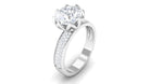 White Moissanite Round Cut Solitaire Ring with Side Stones Moissanite - ( D-VS1 ) - Color and Clarity - Rosec Jewels