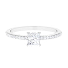 3/4 CT Princess Cut Zircon Solitaire Ring with Surprise and Side Stones Zircon - ( AAAA ) - Quality - Rosec Jewels