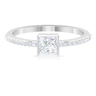 3/4 CT Bezel Set Cubic Zircon Solitaire Ring with Side Stones Zircon - ( AAAA ) - Quality - Rosec Jewels