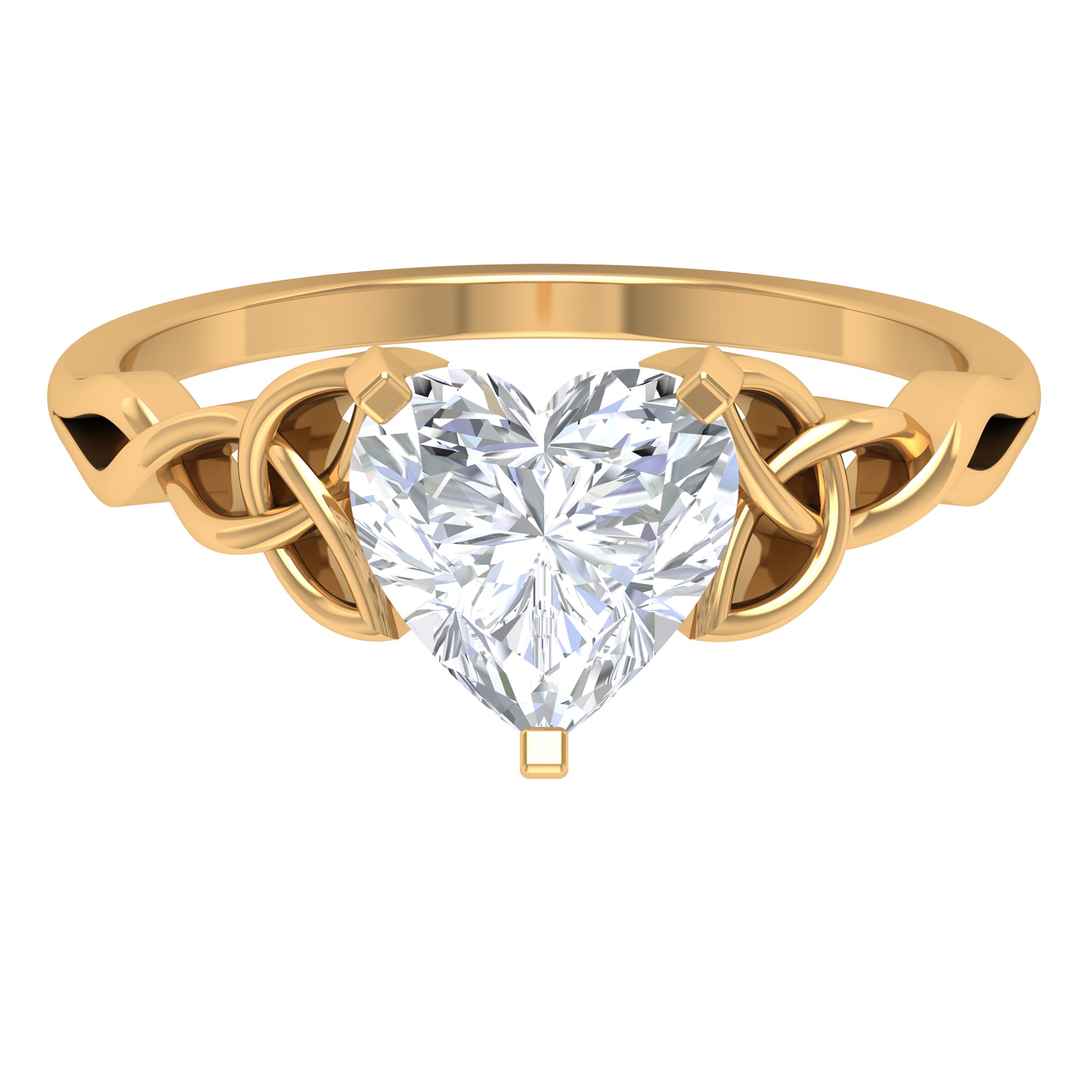 2 CT Celtic Detail Moissanite Heart Engagement Ring in Gold Moissanite - ( D-VS1 ) - Color and Clarity - Rosec Jewels