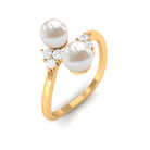 4.25 CT Freshwater Pearl Wrap Ring with Diamond Trio Freshwater Pearl - ( AAA ) - Quality - Rosec Jewels