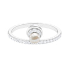 3/4 CT Freshwater Pearl and Diamond Minimal Ring Freshwater Pearl - ( AAA ) - Quality - Rosec Jewels