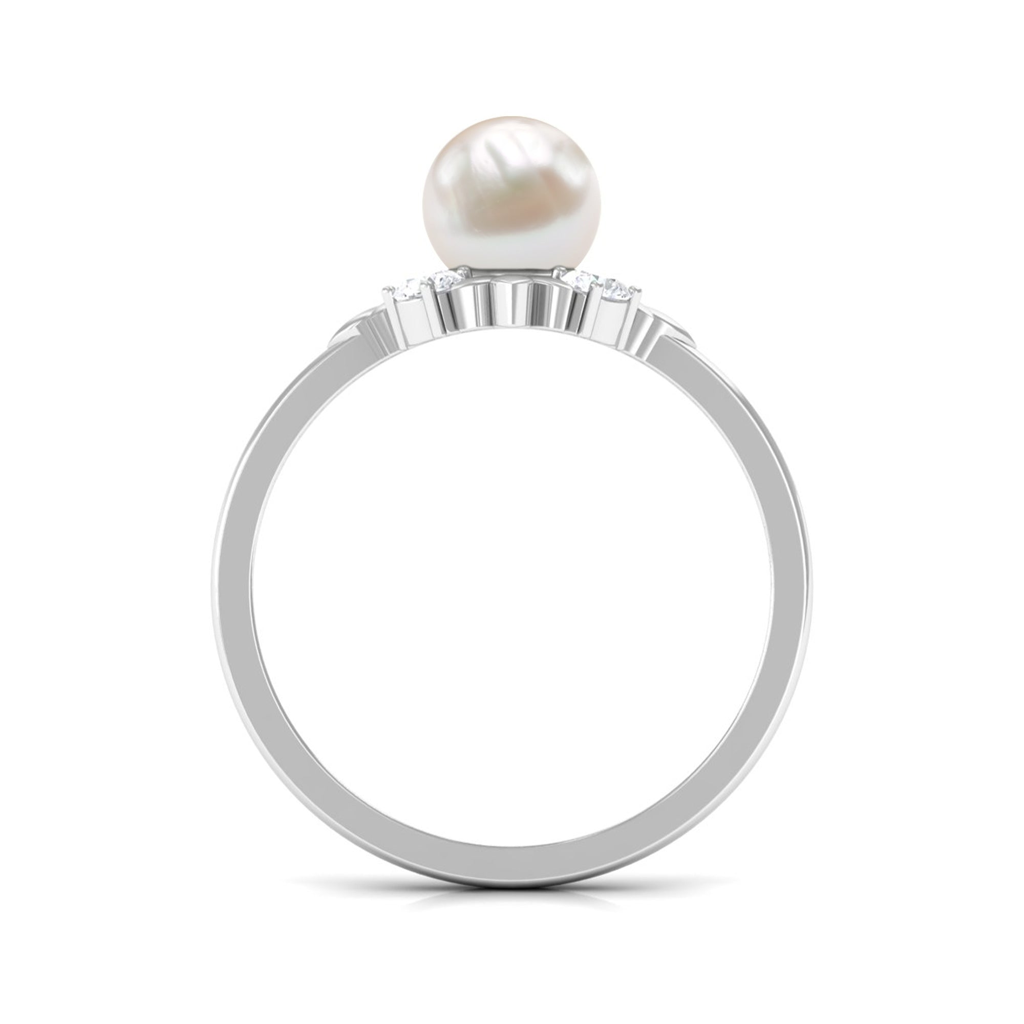 2.5 CT Freshwater Pearl Cocktail Engagement Ring with Diamond Freshwater Pearl - ( AAA ) - Quality - Rosec Jewels