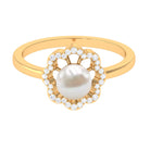 2.75 CT Freshwater Pearl Engagement Ring with Diamond Floral Halo Freshwater Pearl - ( AAA ) - Quality - Rosec Jewels