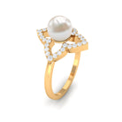 2 CT Freshwater Pearl Flower Engagement Ring with Diamond Freshwater Pearl - ( AAA ) - Quality - Rosec Jewels