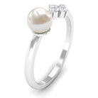 2.25 CT Freshwater Pearl and Diamond Minimal Cuff Ring Freshwater Pearl - ( AAA ) - Quality - Rosec Jewels