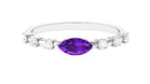 East West Marquise Amethyst and Diamond Promise Ring Amethyst - ( AAA ) - Quality - Rosec Jewels