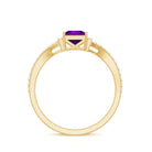 Princess Amethyst and Diamond Bypass Engagement Ring Amethyst - ( AAA ) - Quality - Rosec Jewels