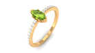 3/4 CT Peridot Promise Ring with Diamond Accent Peridot - ( AAA ) - Quality - Rosec Jewels