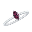 0.75 CT Natural Rhodolite Promise Ring with Diamond Accent Rhodolite - ( AAA ) - Quality - Rosec Jewels