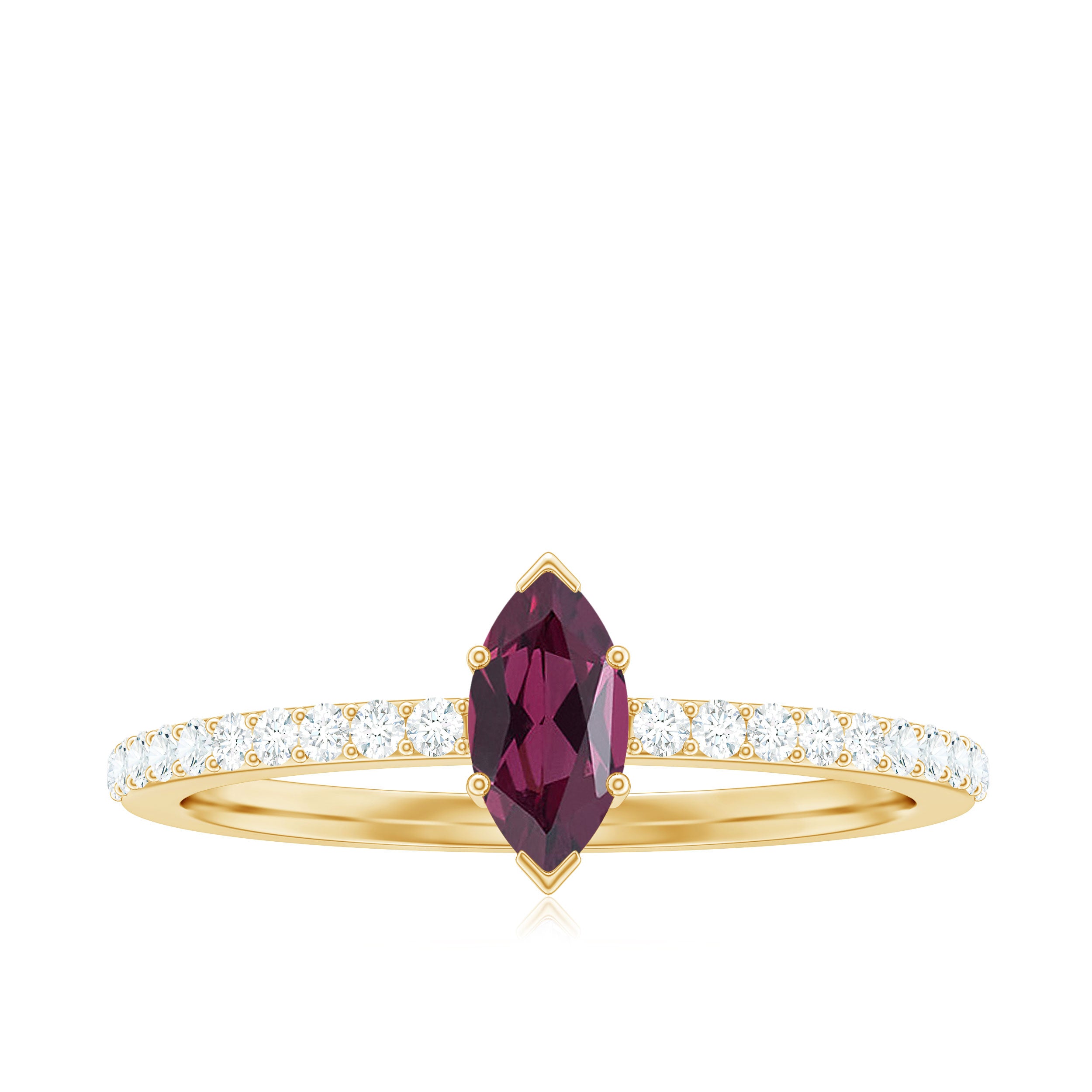 0.75 CT Natural Rhodolite Promise Ring with Diamond Accent Rhodolite - ( AAA ) - Quality - Rosec Jewels