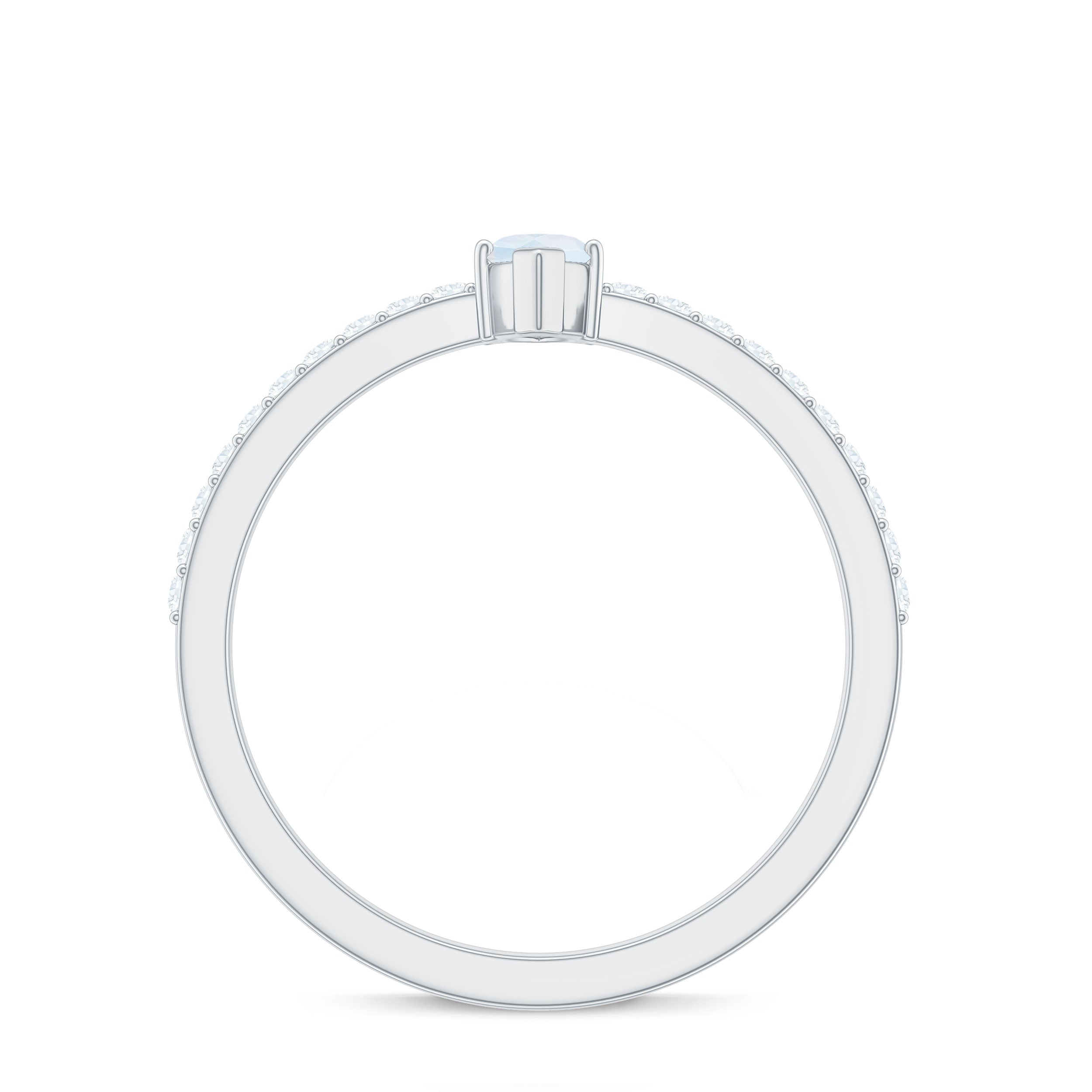 3/4 CT Minimal Marquise Cut Moonstone and Diamond Promise Ring Moonstone - ( AAA ) - Quality - Rosec Jewels