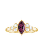 1 CT Natural Rhodolite Solitaire Ring with Diamond Trio Rhodolite - ( AAA ) - Quality - Rosec Jewels