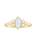 1/2 CT Marquise Moonstone Solitaire Ring with Diamond Trio Moonstone - ( AAA ) - Quality - Rosec Jewels