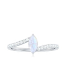 3/4 CT Marquise Cut Moonstone Minimal Solitaire Ring with Bypass Diamond Moonstone - ( AAA ) - Quality - Rosec Jewels