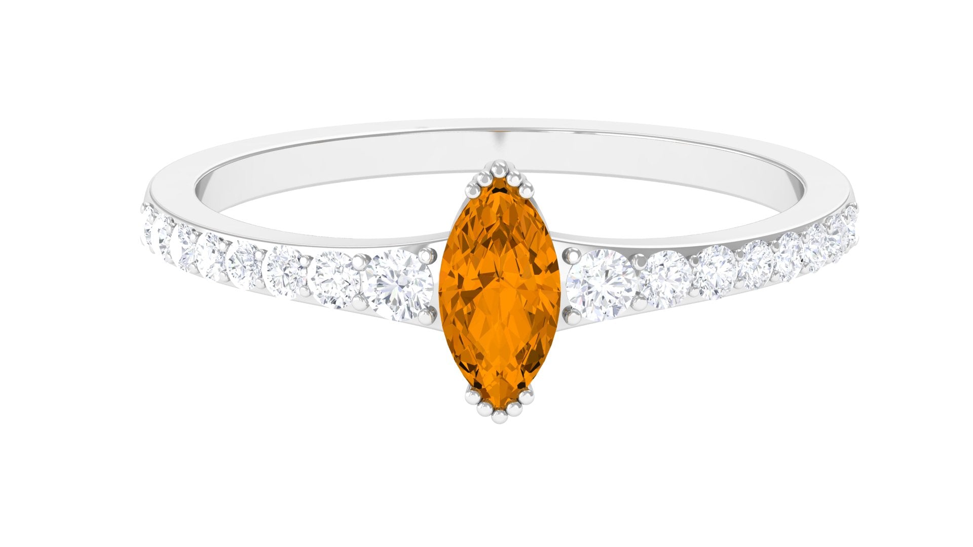 0.75 CT Marquise Cut Citrine Promise Ring with Diamond Stones Citrine - ( AAA ) - Quality - Rosec Jewels