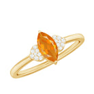 Marquise Solitaire Fire Opal Engagement Ring with Diamond Fire Opal - ( AAA ) - Quality - Rosec Jewels