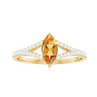 1 CT Split Shank Marquise Cut Citrine Ring with Diamond Accent Citrine - ( AAA ) - Quality - Rosec Jewels