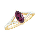 1 CT Split Shank Rhodolite Minimal Ring with Diamond Accent Rhodolite - ( AAA ) - Quality - Rosec Jewels