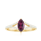 1 CT Split Shank Rhodolite Minimal Ring with Diamond Accent Rhodolite - ( AAA ) - Quality - Rosec Jewels