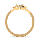 Cubic Zirconia Crown Engagement Ring in Gold Zircon - ( AAAA ) - Quality - Rosec Jewels