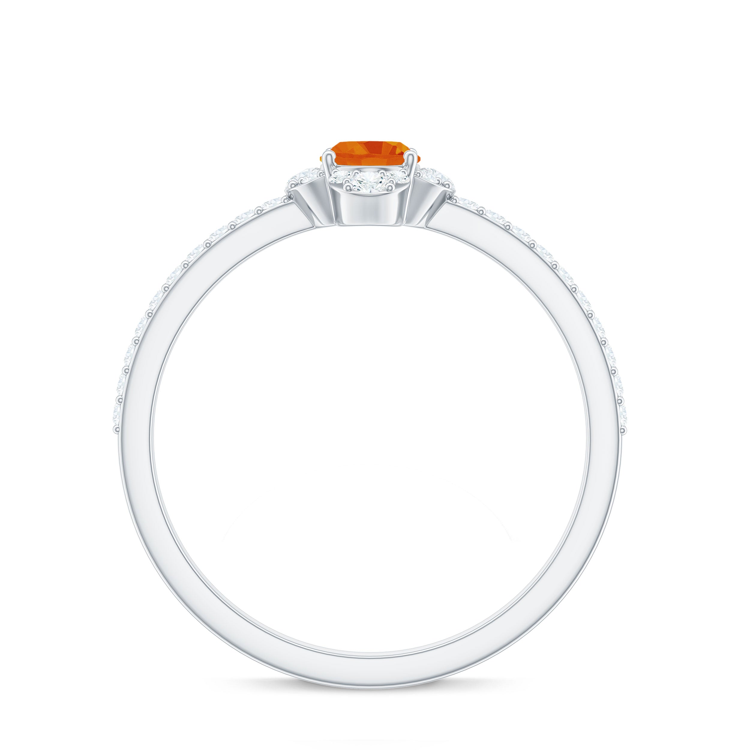 1 CT Oval Orange Sapphire Solitaire Ring with Diamond Halo Orange Sapphire - ( AAA ) - Quality - Rosec Jewels