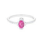 Classic Pink Sapphire Oval Engagement Ring with Diamond Pink Sapphire - ( AAA ) - Quality - Rosec Jewels