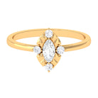 1/2 CT Marquise Zircon Engagement Ring in Gold Textured Zircon - ( AAAA ) - Quality - Rosec Jewels