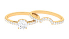 2 CT Zircon Solitaire Bridal Ring Set in Gold Zircon - ( AAAA ) - Quality - Rosec Jewels