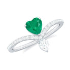 1 CT Heart Emerald Designer Solitaire Engagement Ring with Diamond Accent Emerald - ( AAA ) - Quality - Rosec Jewels